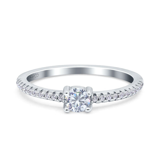 Simple Wedding Ring Band Round Simulated Cubic Zirconia