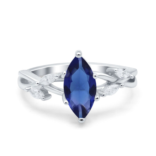 Infinity Twist Marquise Art Deco Simulated Blue Sapphire CZ Engagement Ring