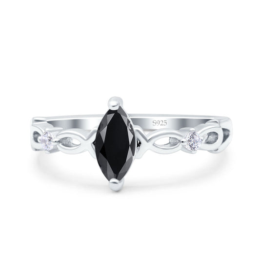 Marquise Wedding Ring Infinity Twisted Simulated Black CZ