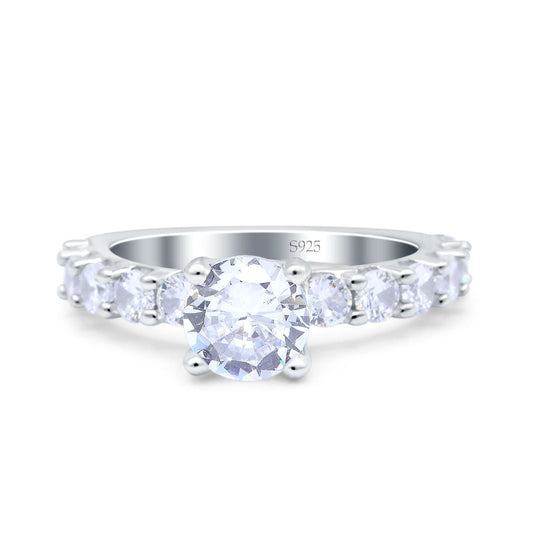 Art Deco Wedding Bridal Ring Round Simulated Cubic Zirconia