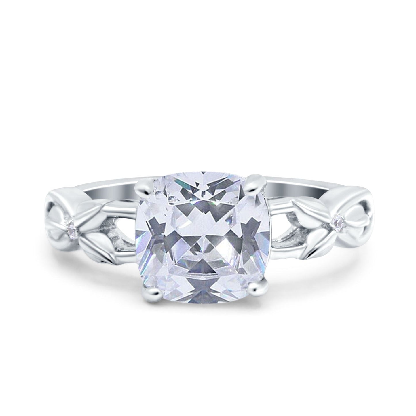 Art Deco Cushion Cut Wedding Ring Simulated Cubic Zirconia