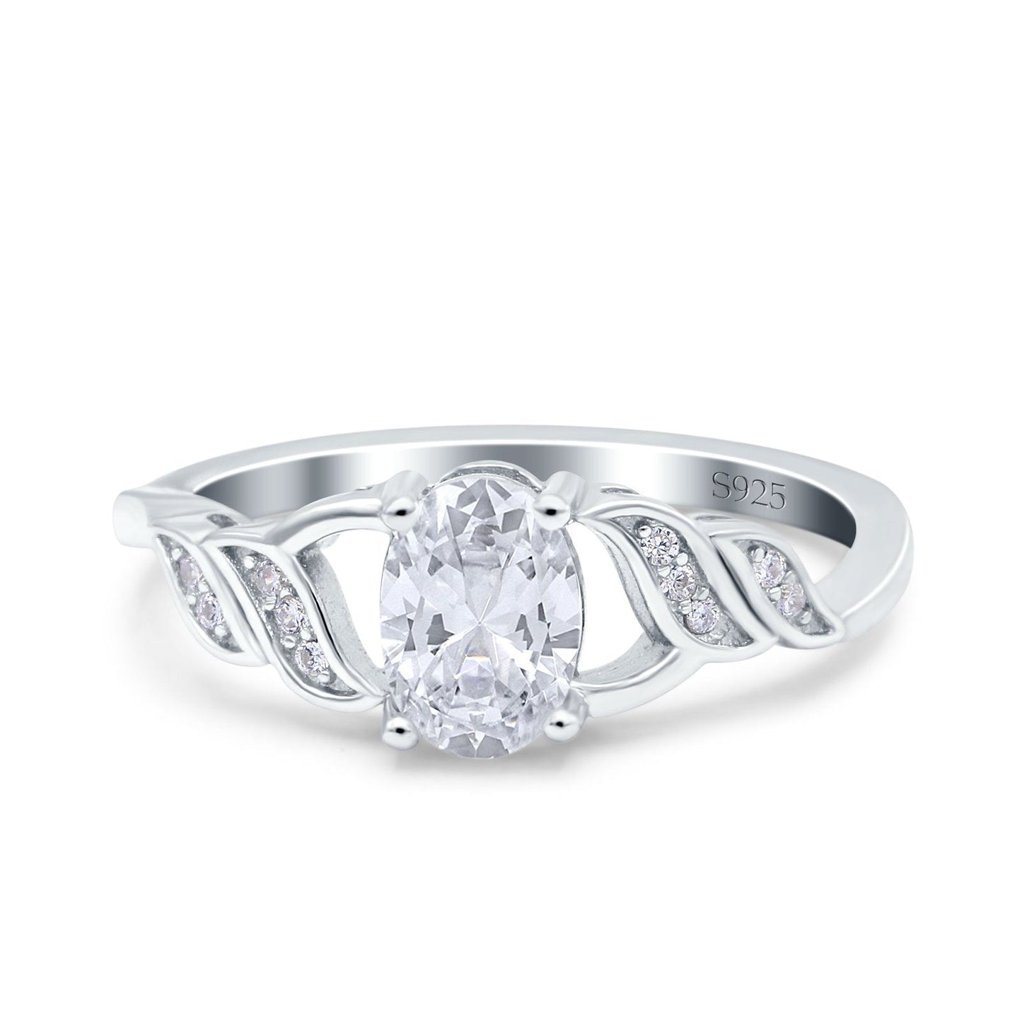 Oval Art Deco Engagement Bridal Ring Simulated Cubic Zirconia