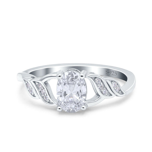 Oval Art Deco Engagement Bridal Ring Simulated Cubic Zirconia