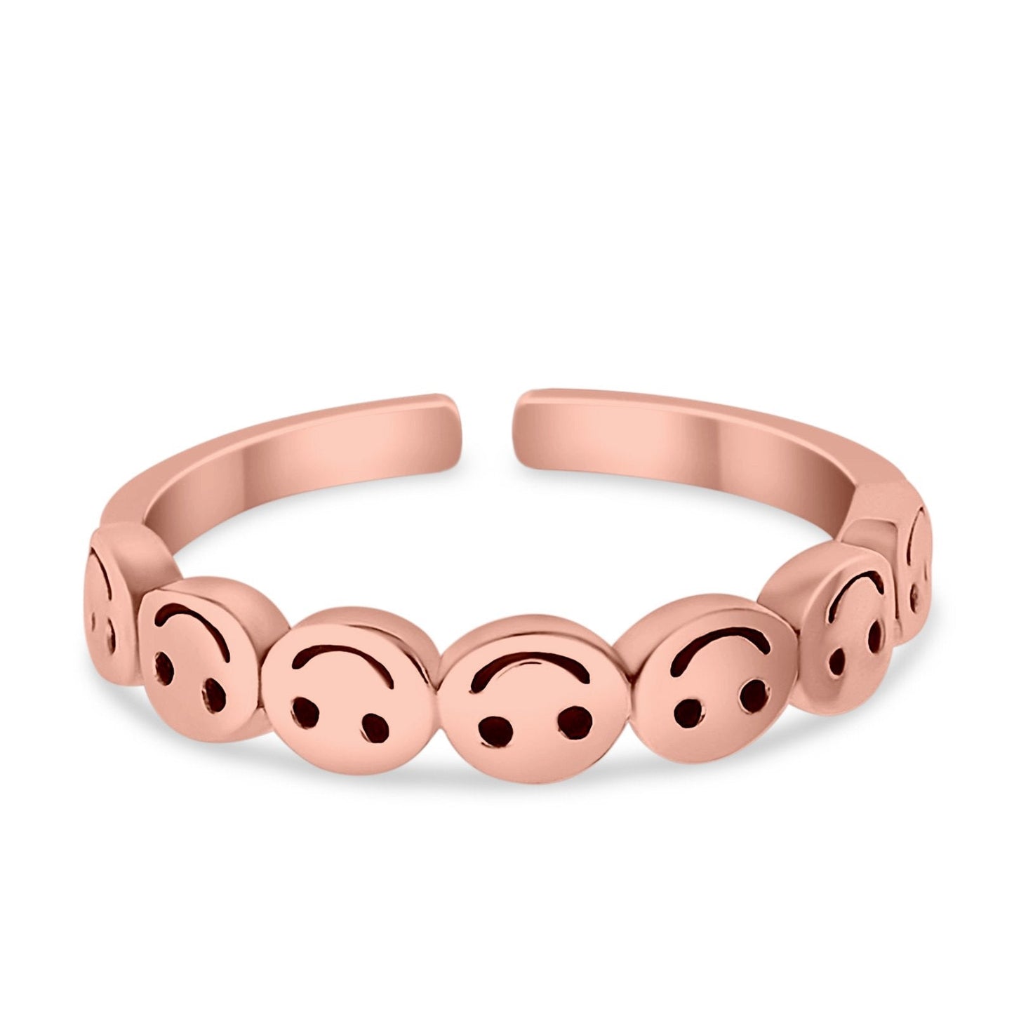 Smiley Face Toe Ring Rose Tone Adjustable Band (4mm)