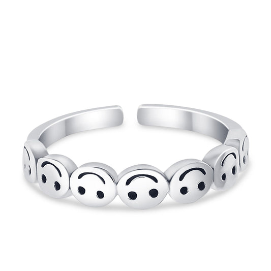 Smiley Face Toe Ring Adjustable Band (4mm)