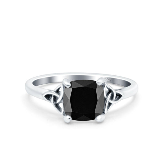 Celtic Art Deco Wedding Bridal Ring Round Simulated Black CZ