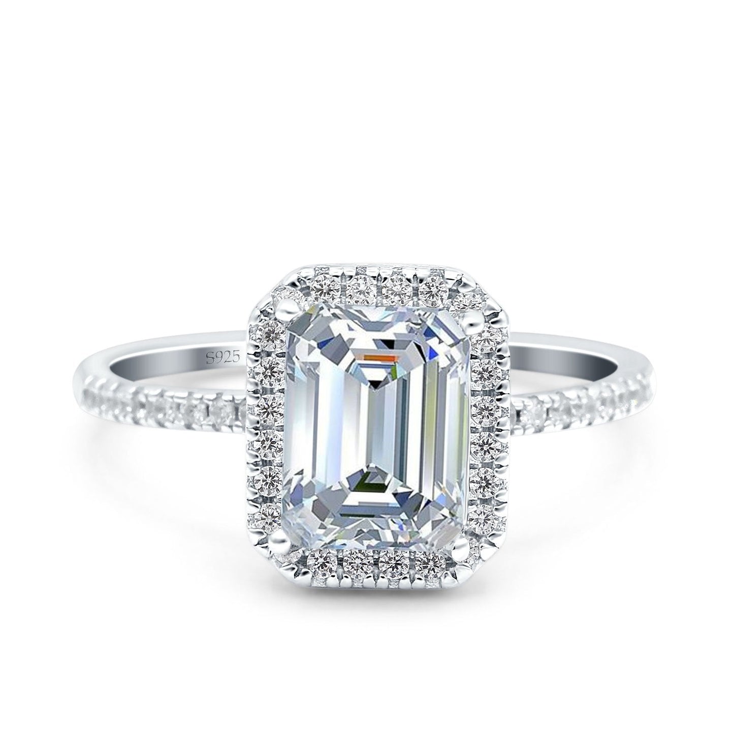 Emerald Cut Art Deco Wedding Ring Simulated Cubic Zirconia