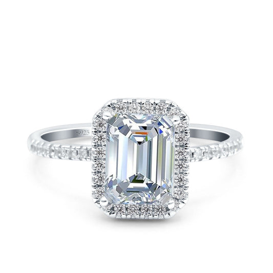 Emerald Cut Art Deco Wedding Ring Simulated Cubic Zirconia