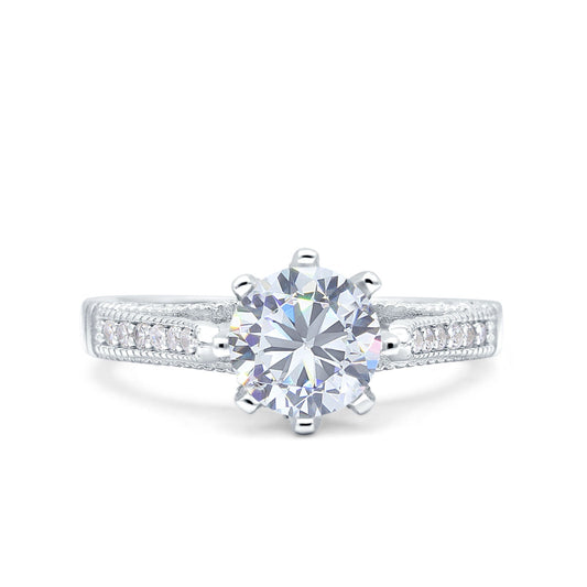 Art Deco Wedding Engagement Bridal Ring Simulated Cubic Zirconia