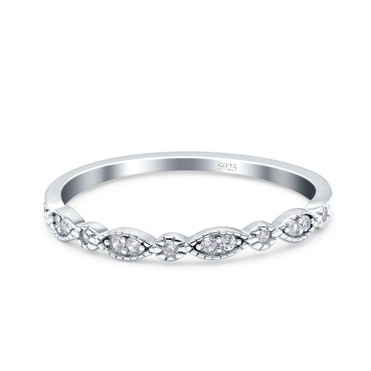 Half Eternity Ring Wedding Round Simulated Cubic Zirconia (2mm)