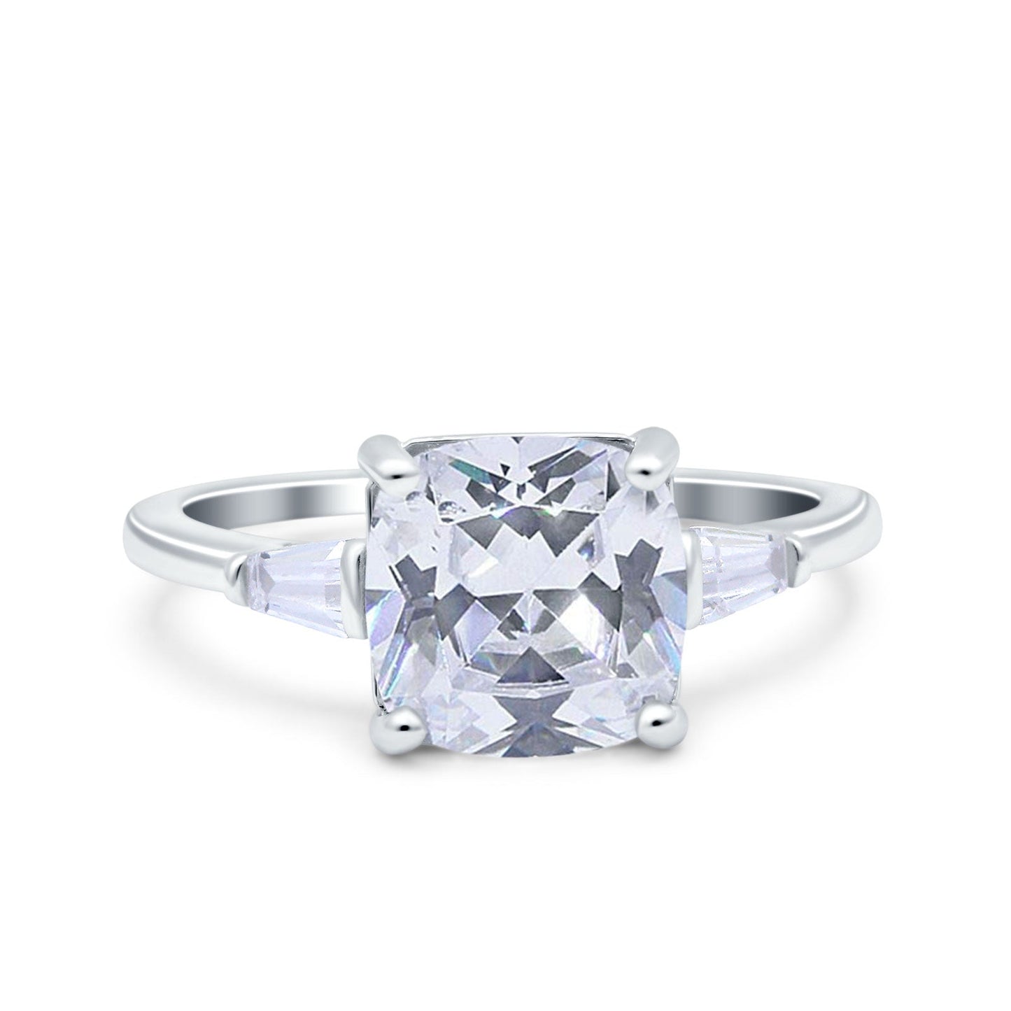 Cushion Cut Art Deco Baguette Simulated Cubic Zirconia Wedding Ring