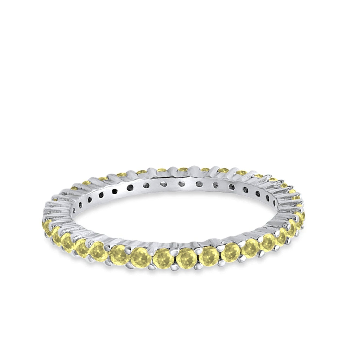 Full Eternity Wedding Band Round Simulated Yellow CZ Engagement Ring