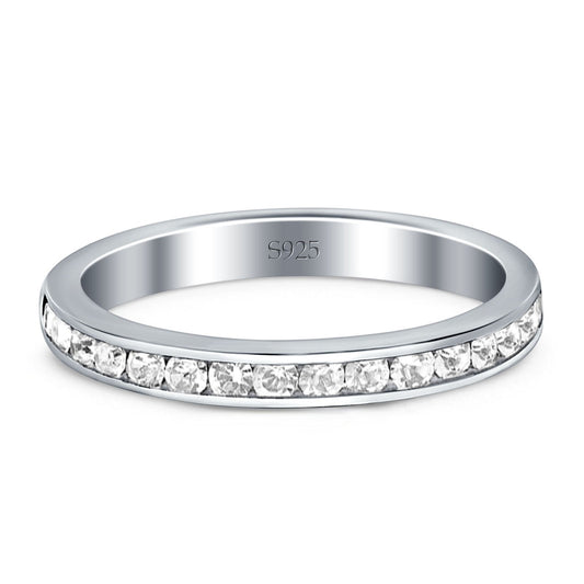 Full Eternity Stackable Band Wedding Ring Simulated Cubic Zirconia