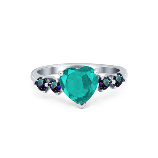 Heart Paraiba Tourmaline CZ Promise Wedding Ring