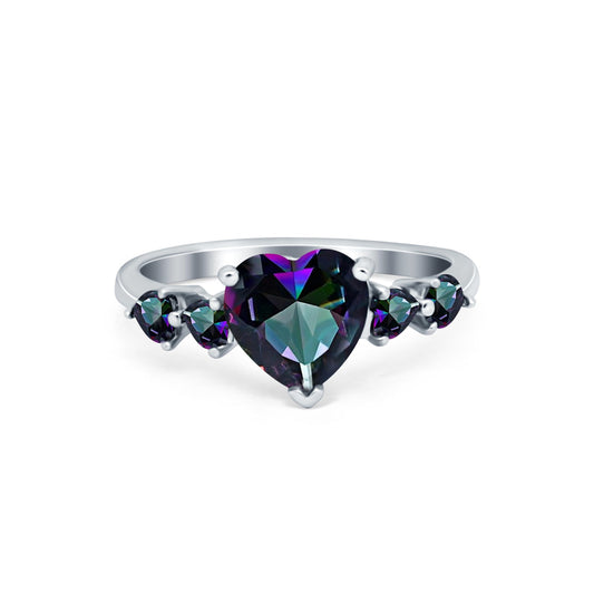 Heart Promise Simulated Rainbow CZ Wedding Ring