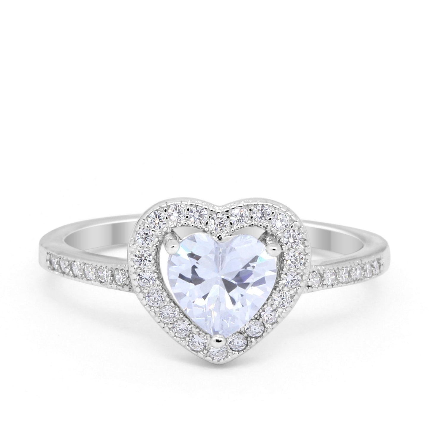 Halo Dazzling Heart Promise Ring Round Simulated CZ