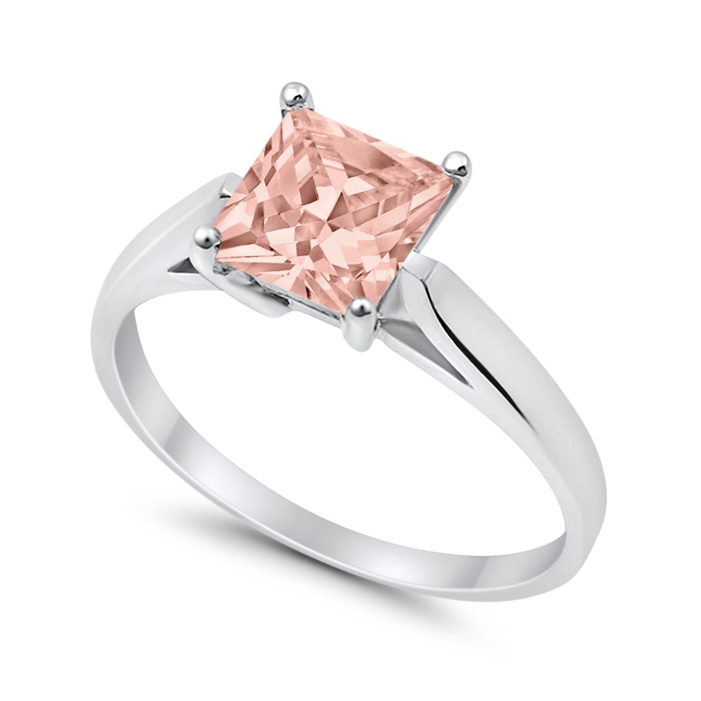 Solitaire Princess Simulated Morganite Wedding Ring