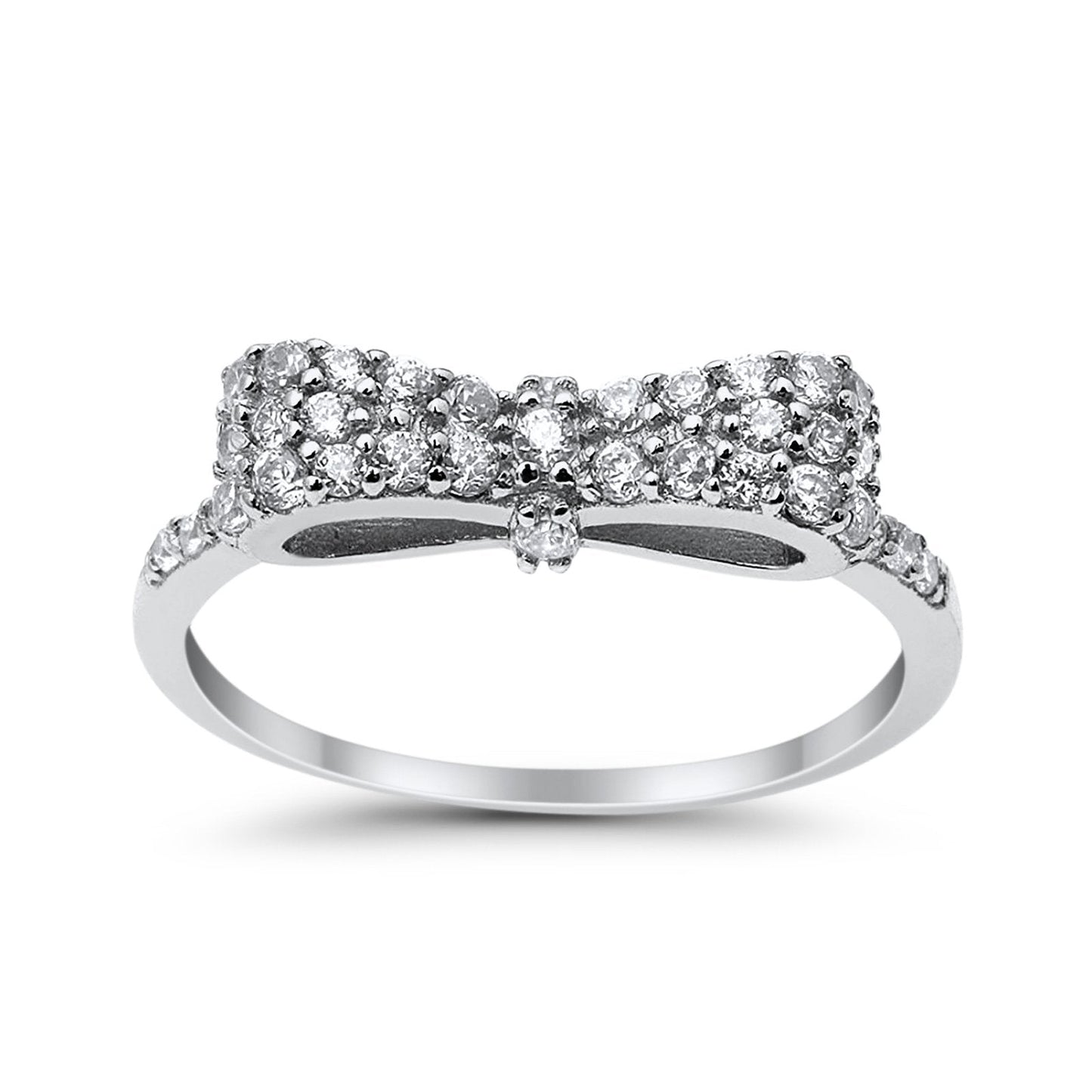 Ribbon Shape Round Simulated Cubic Zirconia Wedding Ring