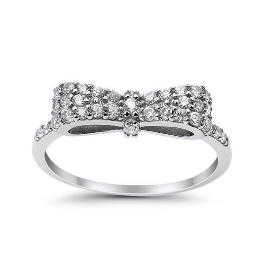 Ribbon Shape Round Simulated Cubic Zirconia Wedding Ring