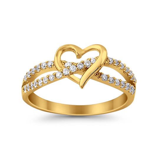 Infinity Heart Promise Round Yellow Tone, Simulated Cubic Zirconia Wedding Ring