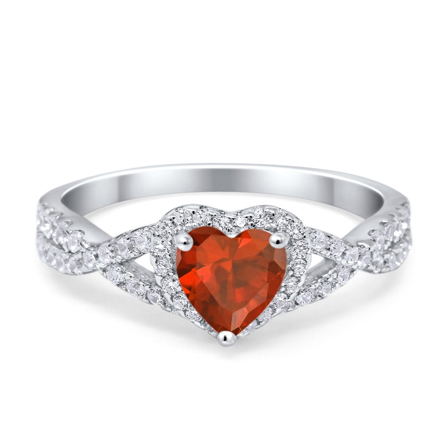 Heart Promise Infinity Shank Simulated Garnet CZ Ring