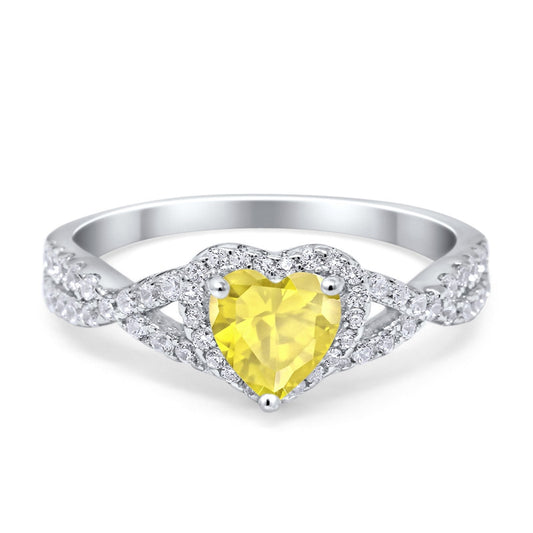 Heart Infinity Shank Simulated Yellow CZ Promise Ring