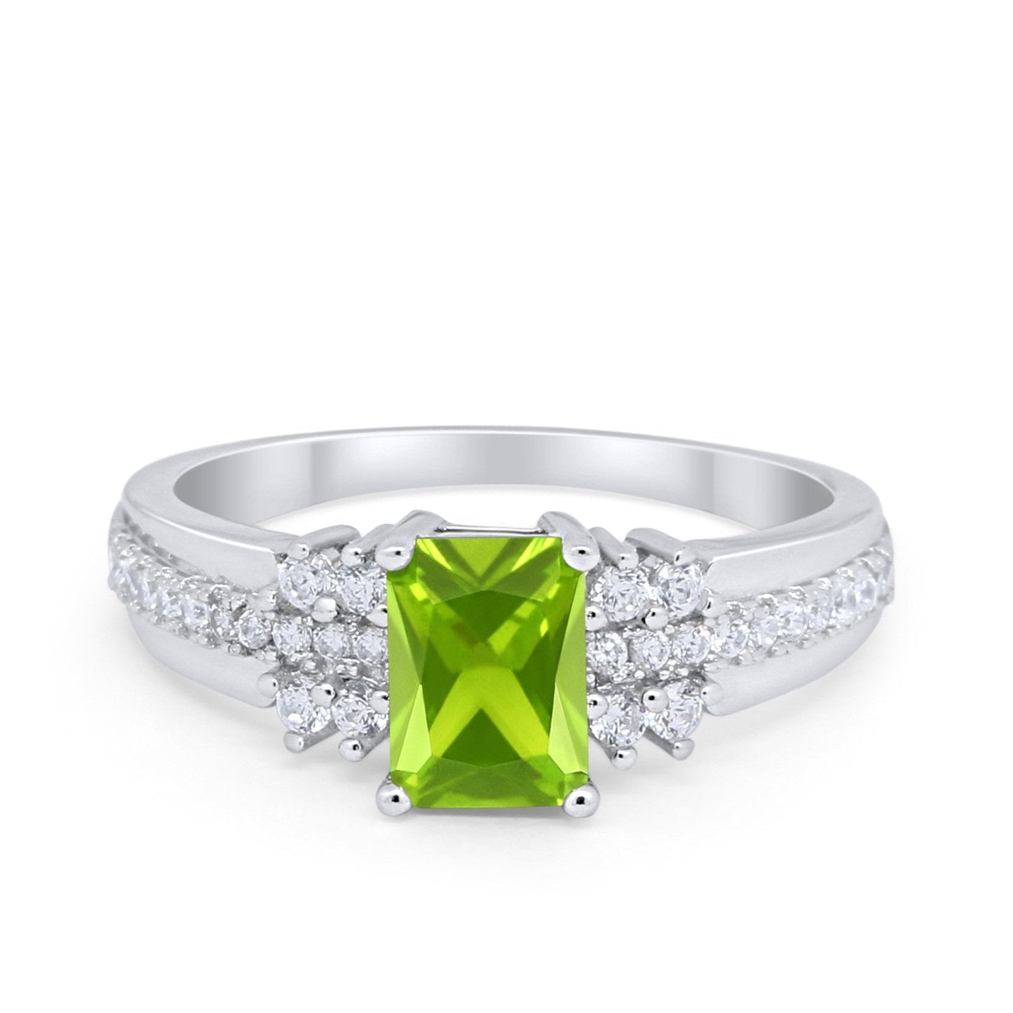 Vintage Simulated Peridot CZ Engagement Ring