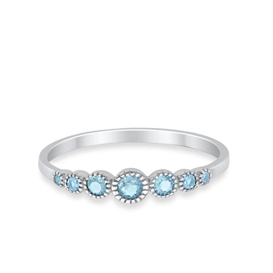 Eternity Simulated Aquamarine CZ Wedding Ring