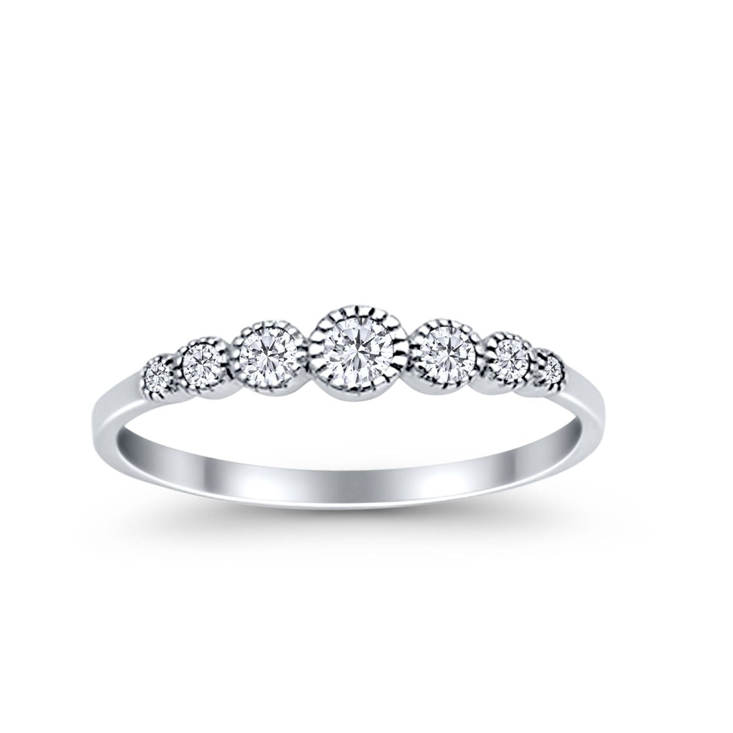 Half Eternity Petite Dainty Simulated CZ Wedding Band Ring