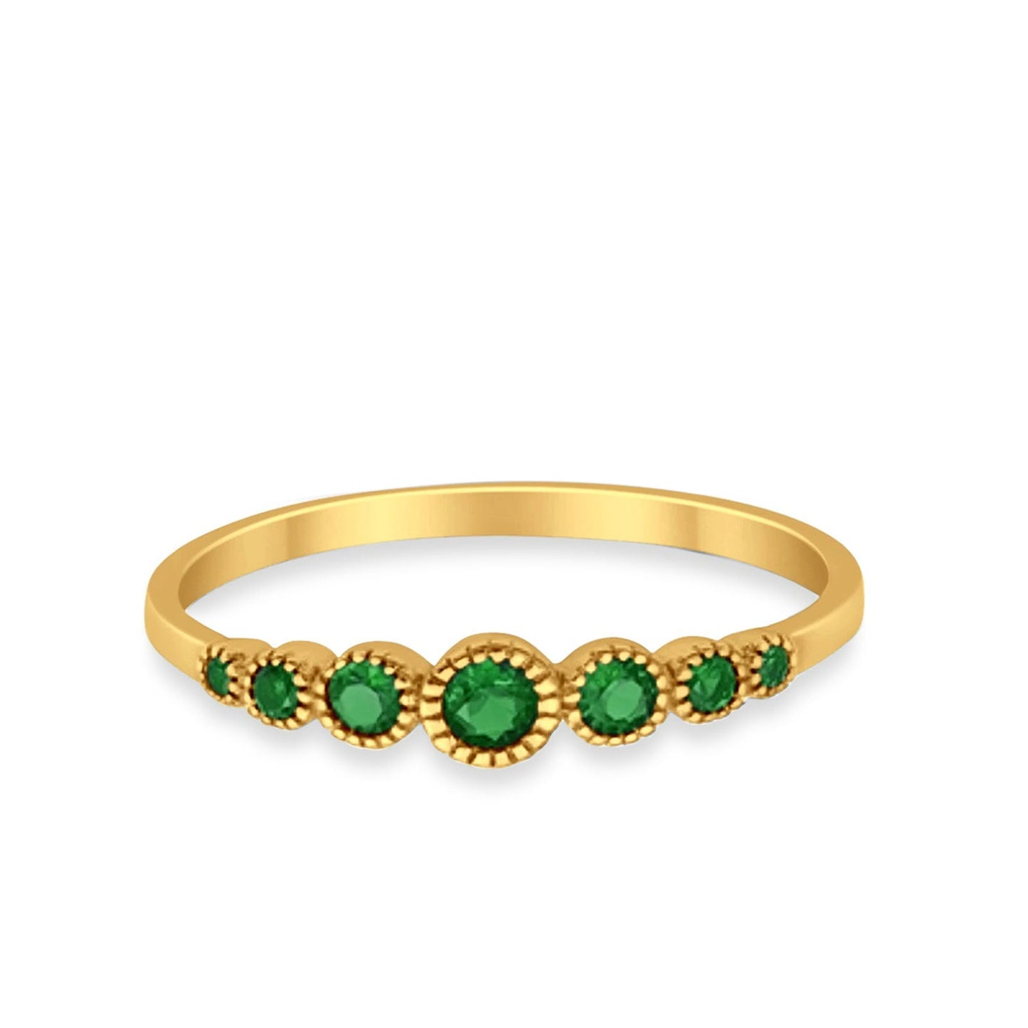 Eternity Yellow Tone, Simulated Emerald CZ Wedding Ring