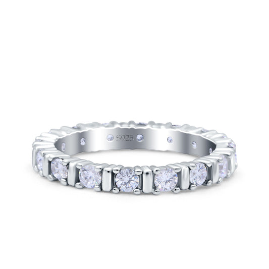 Full Eternity Stackable Ring Wedding Band Round Simulated Cubic Zirconia (3mm)