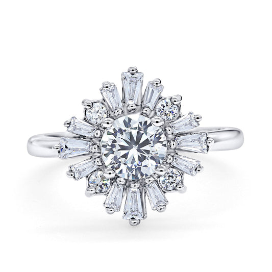 Halo Floral Style Vintage Simulated Cubic Zirconia Wedding Ring