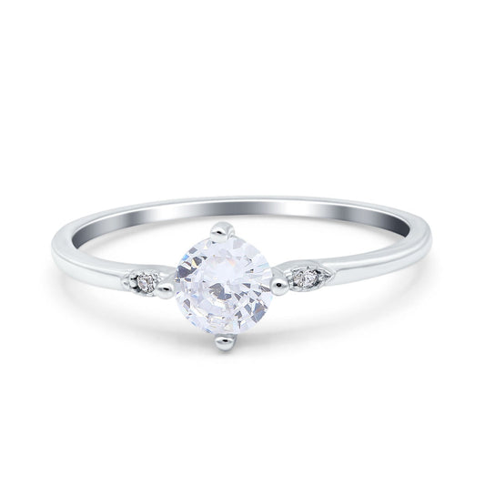 Three Stone Art Deco Engagement Ring Round Simulated Cubic Zirconia