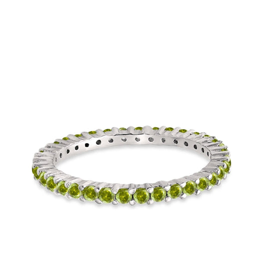 Full Eternity Wedding Round Simulated Peridot CZ Ring