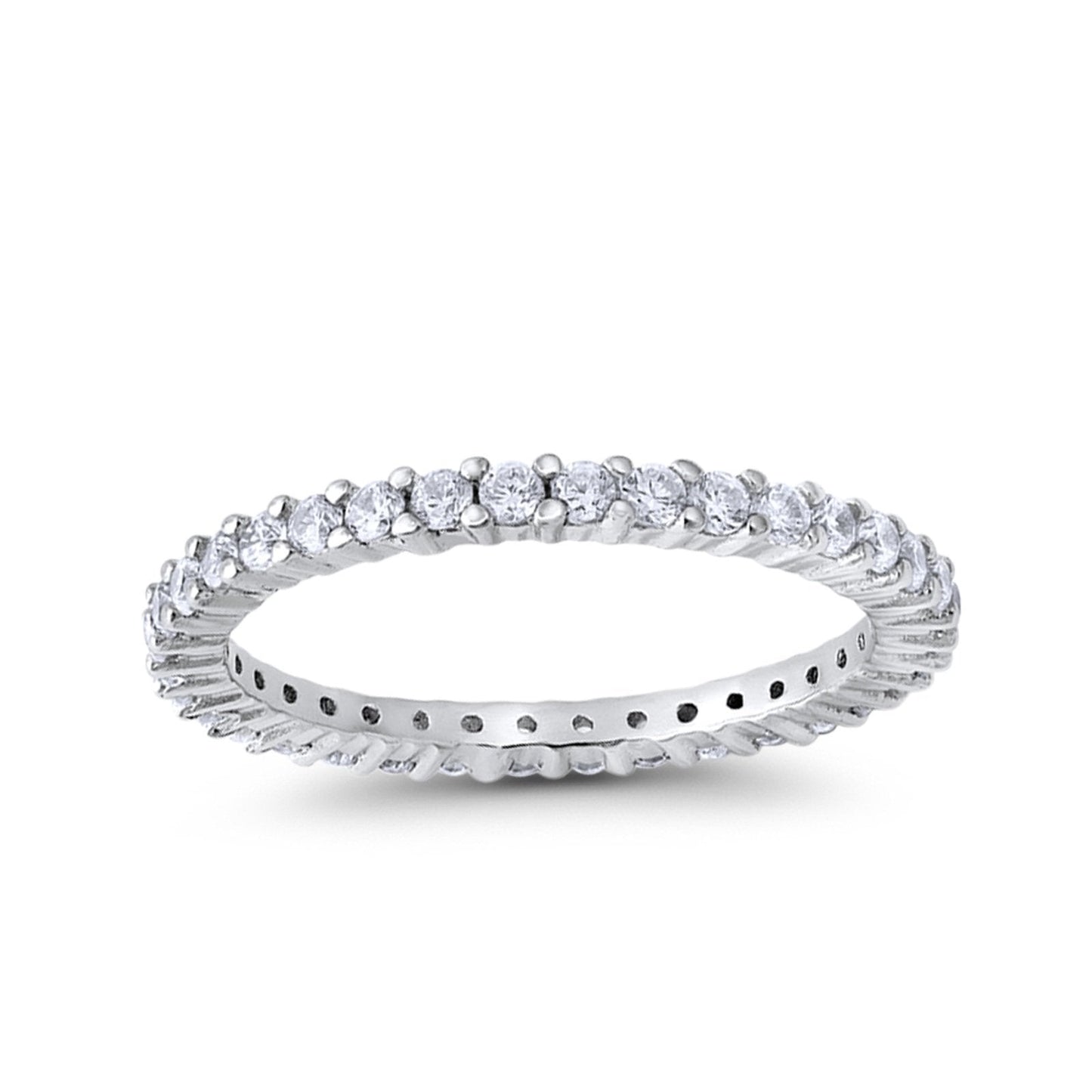 Full Eternity Wedding Band Round Simulated CZ Ring