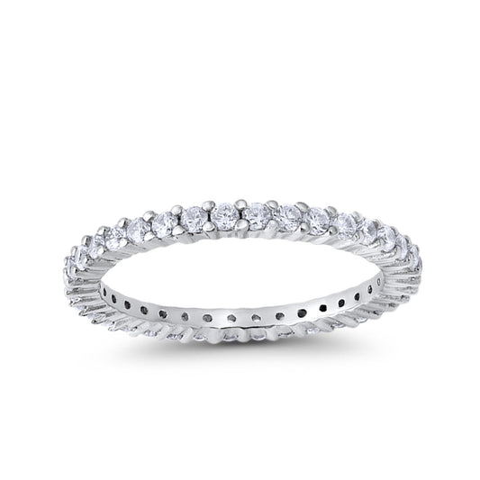 Full Eternity Wedding Band Round Simulated CZ Ring