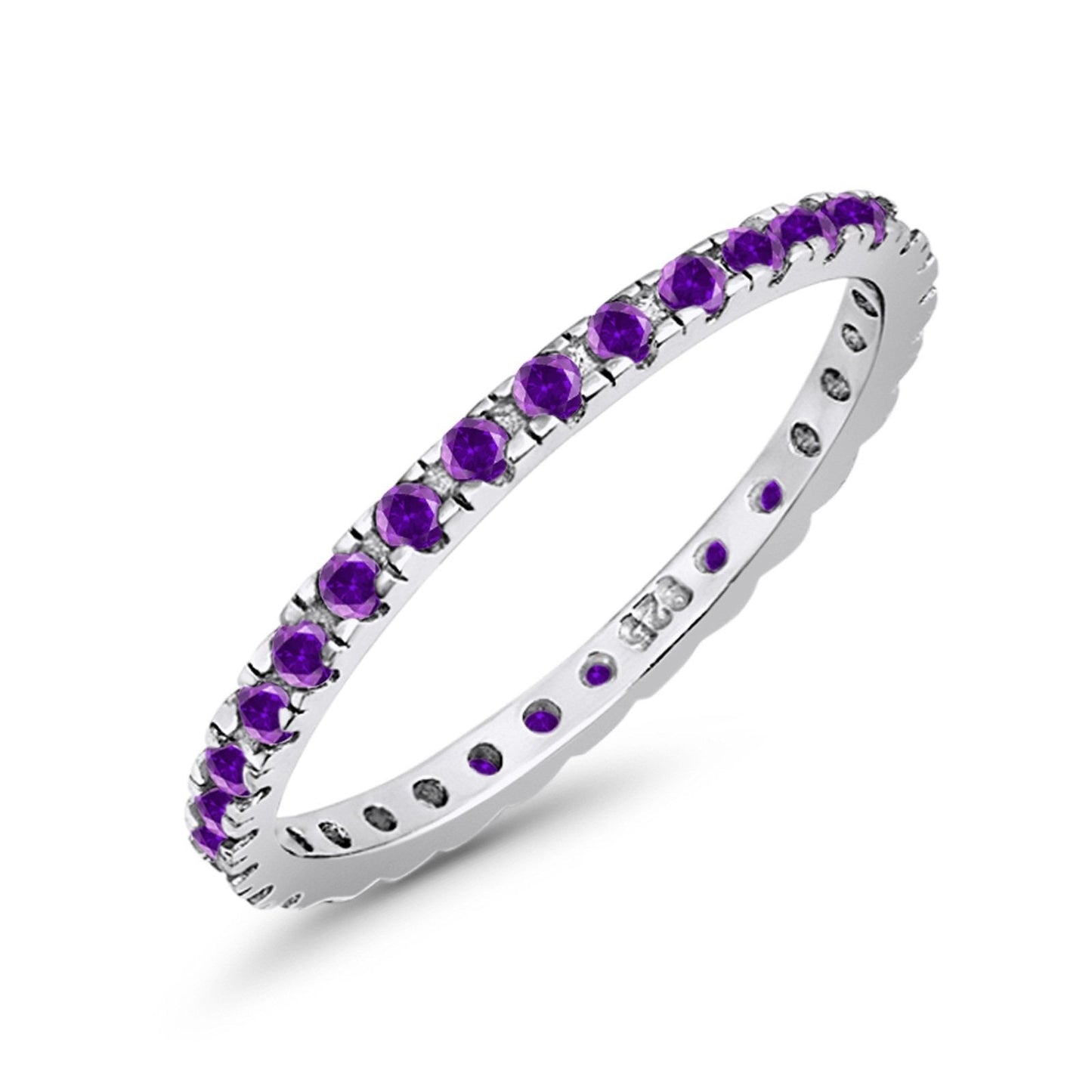 Stackable Ring Round Eternity Simulated Amethyst CZ