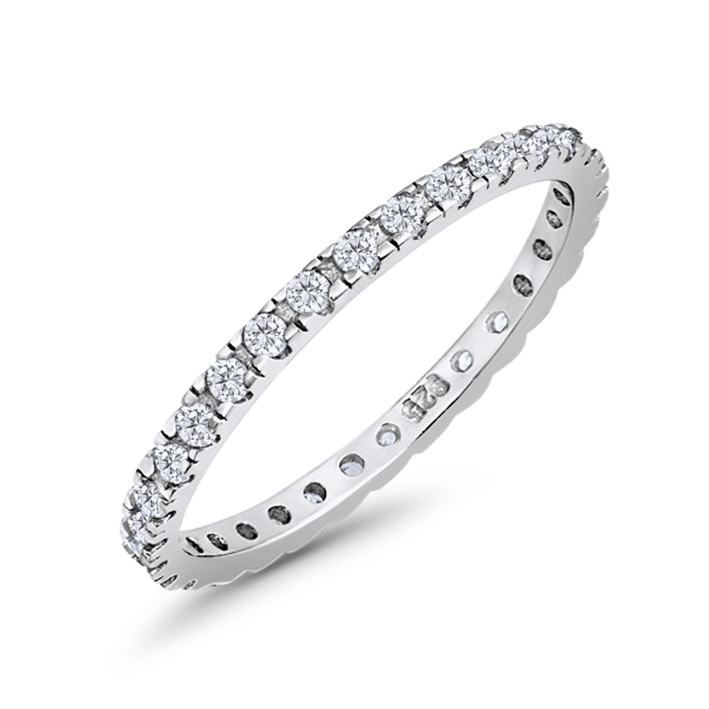 Stackable Ring Round Eternity Simulated Cubic Zirconia