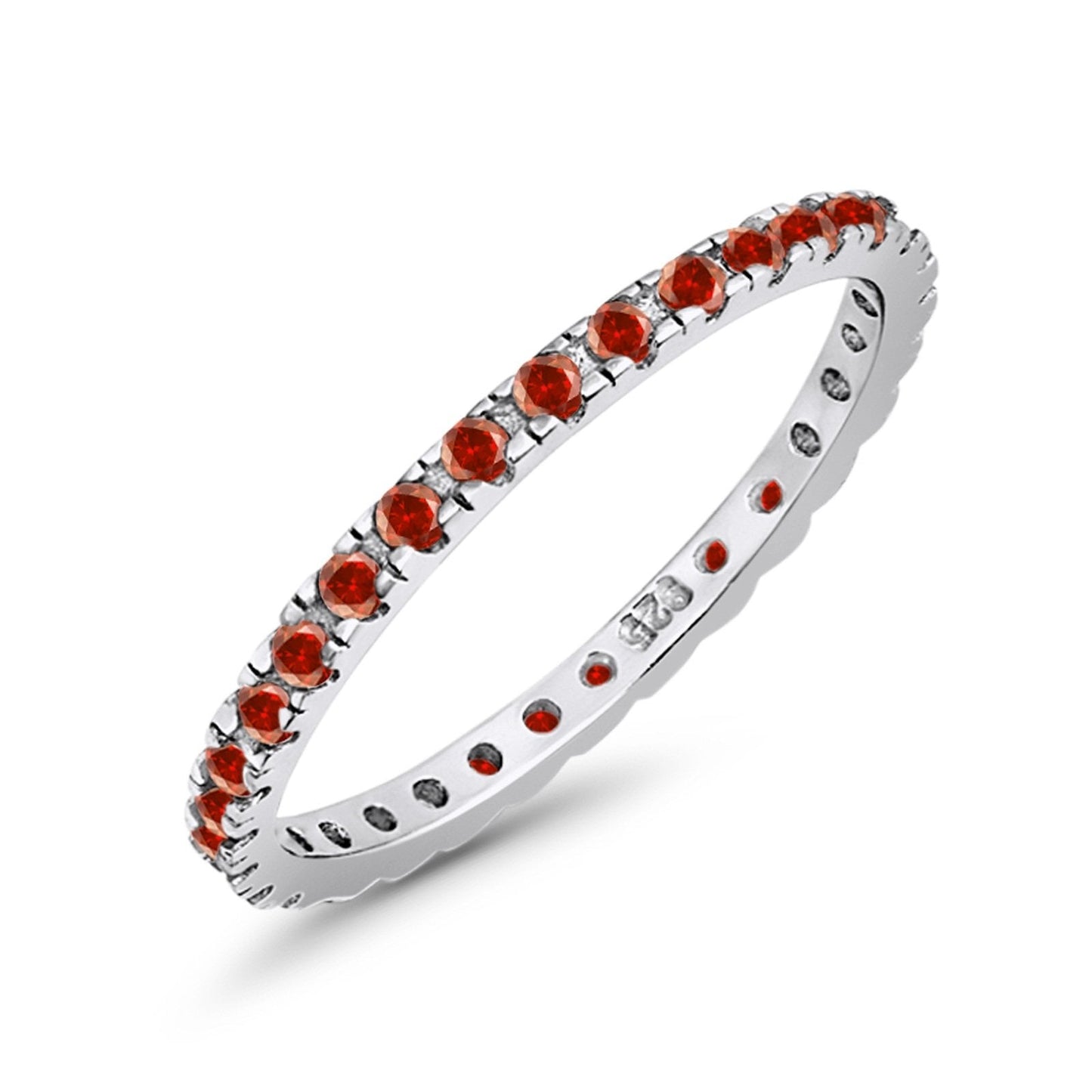 Stackable Ring Round Eternity Simulated Garnet CZ