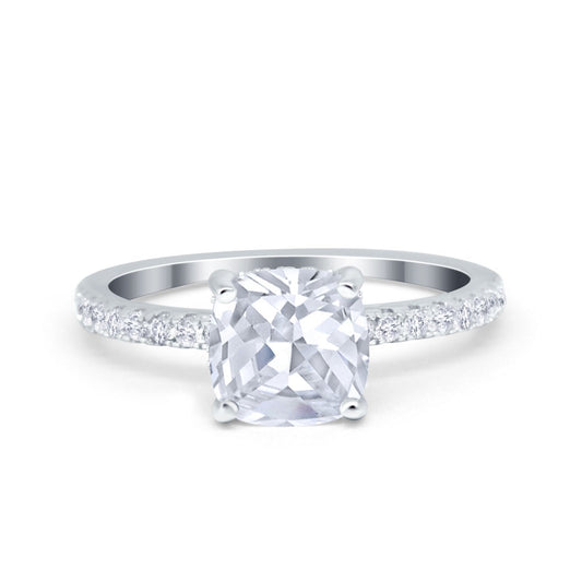 Vintage Cushion Cut Engagement Ring Simulated Cubic Zirconia