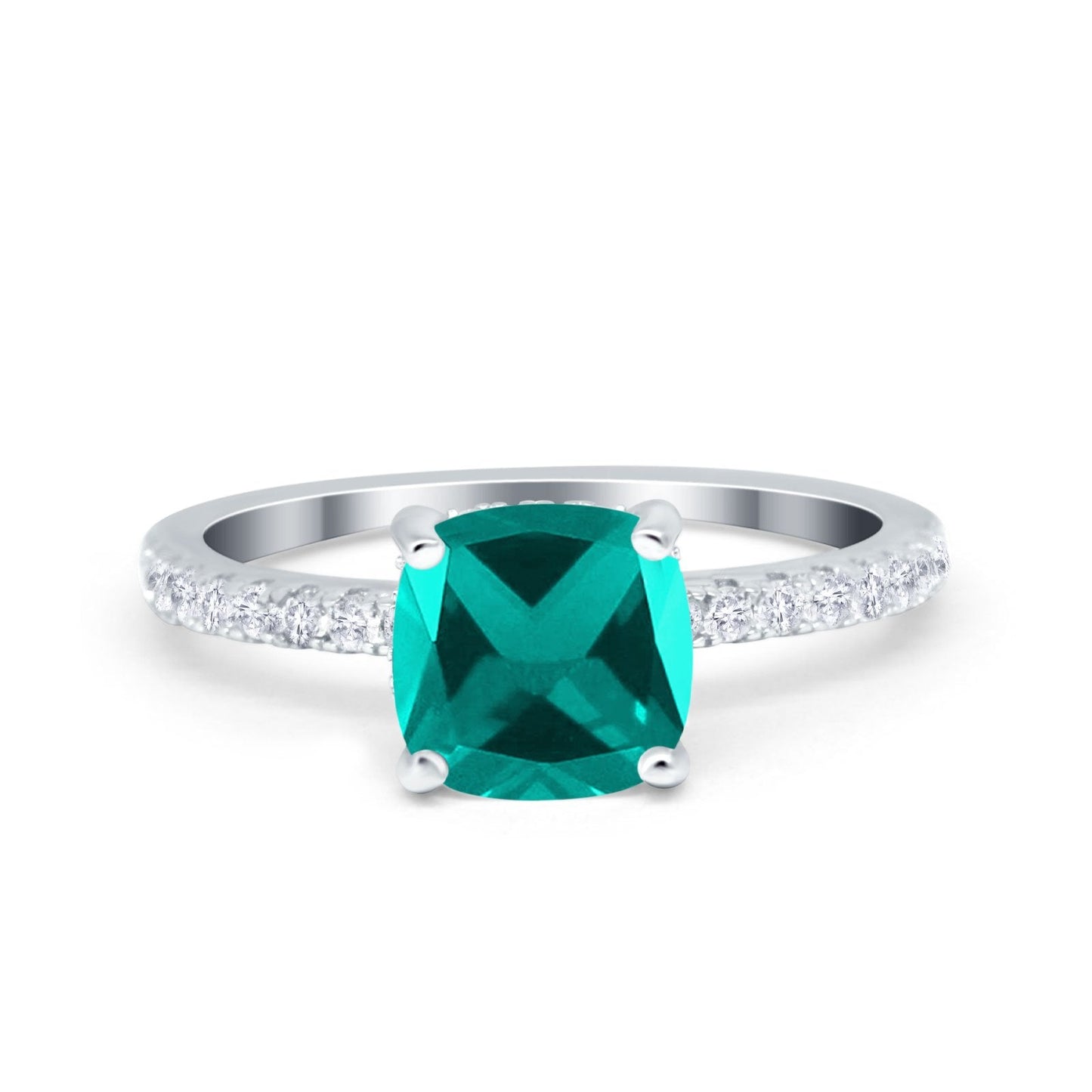 Vintage Cushion Cut Engagement Ring Simulated Paraiba Tourmaline CZ