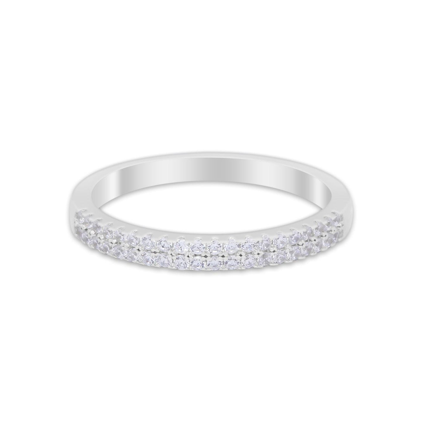 Curved Wedding Thumb Eternity Double Row Pave Simulated CZ Ring