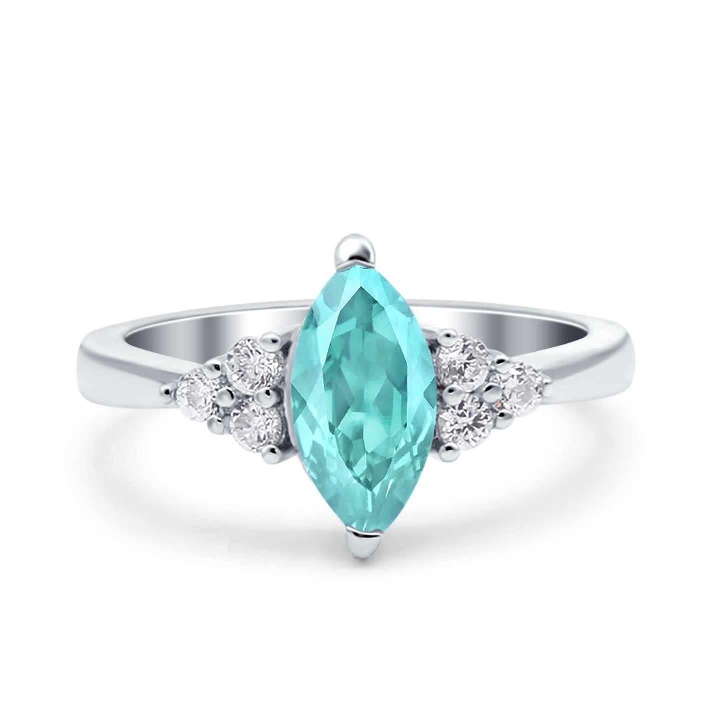 Vintage Art Deco Marquise Wedding Ring Simulated Paraiba Tourmaline CZ