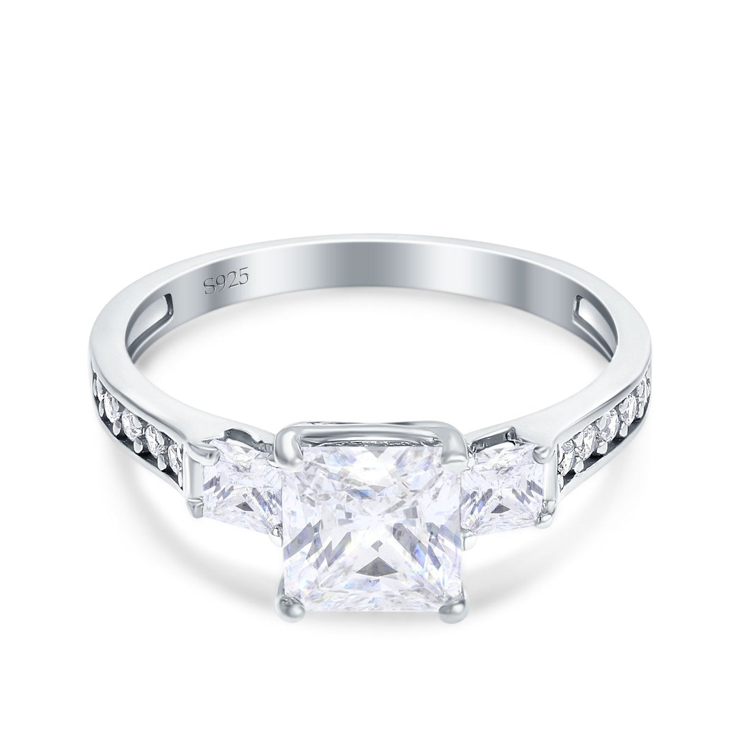 Princess Cut Art Deco Wedding Ring Simulated Cubic Zirconia