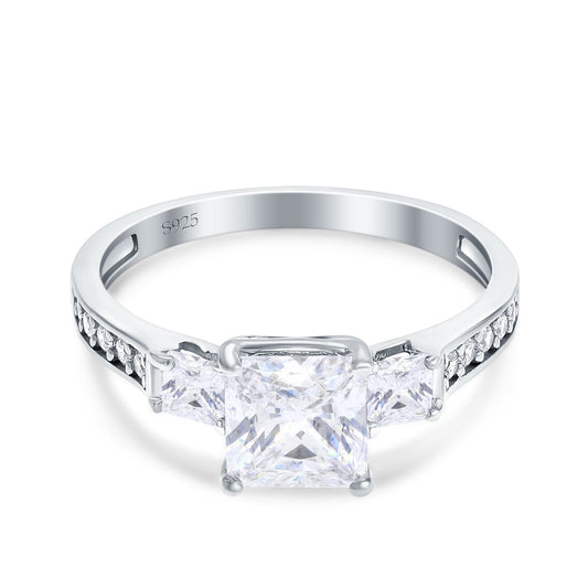 Princess Cut Art Deco Wedding Ring Simulated Cubic Zirconia