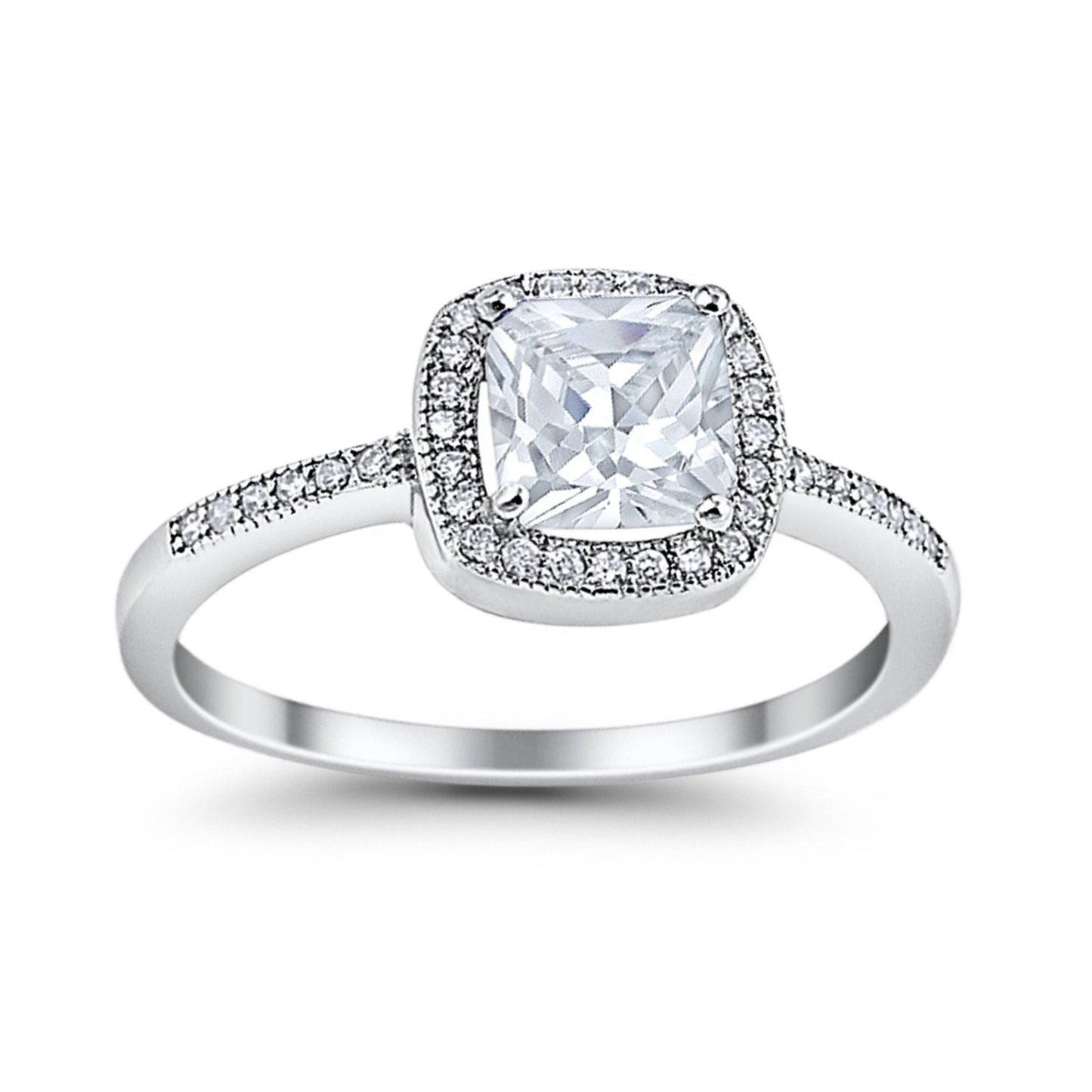 Halo Accent Engagement Ring Simulated Cubic Zirconia