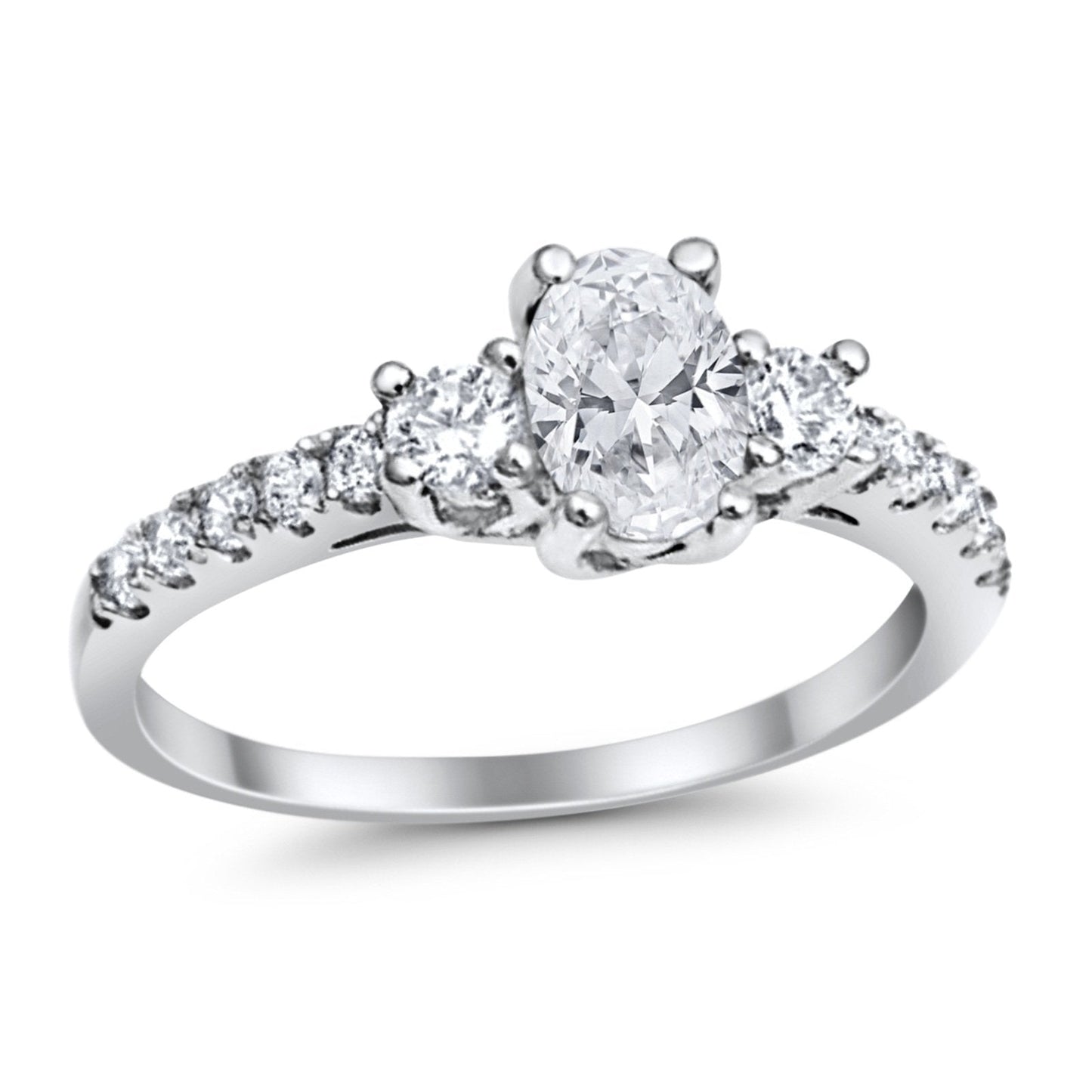 Accent Oval Simulated Cubic Zirconia Wedding Ring