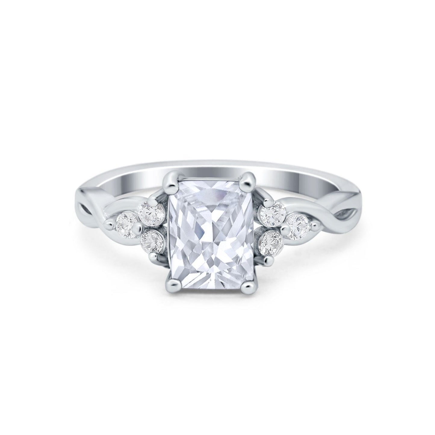 Emerald Cut Wedding Bridal Ring Simulated Cubic Zirconia