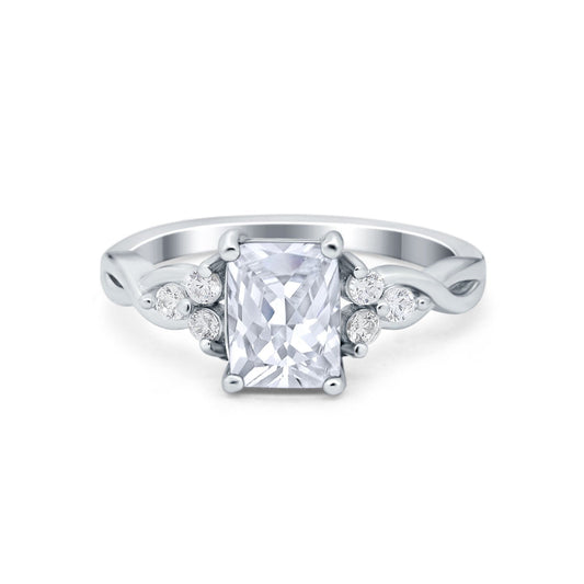 Emerald Cut Wedding Bridal Ring Simulated Cubic Zirconia