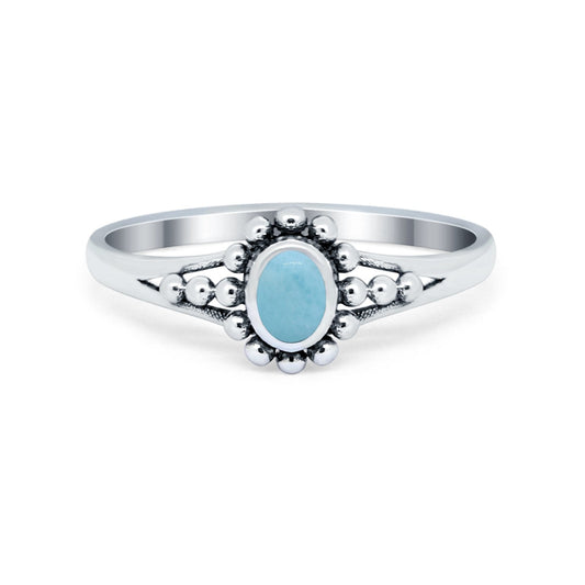 Bali Design Oxidized Style Simulated Larimar CZ Ring